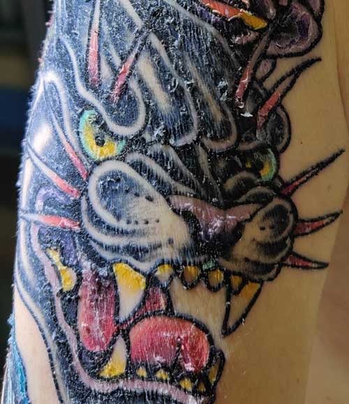 Un tatouage après 7 jours, aspect de la peau